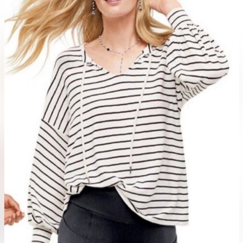 Cabi Striped Black and White “Relax Game Day” Women's Top